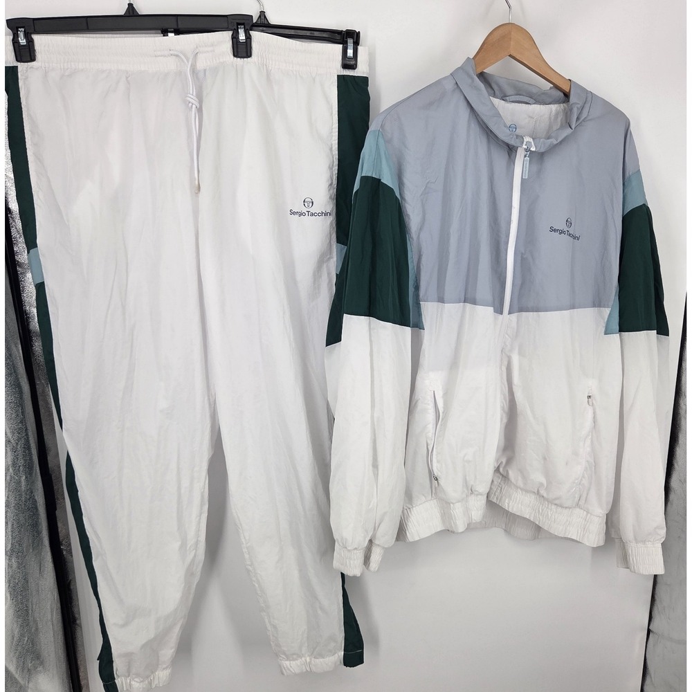 Sergio Tacchini Court Mens Tracksuit Set Size 4XL Jacket Pants Tennis Retro